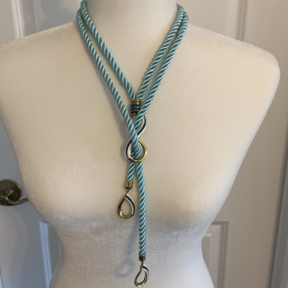 Heidi Daus “Summer Breeze” Lariat Style 30” Turquoise Cord Necklace. - Picture 7 of 9